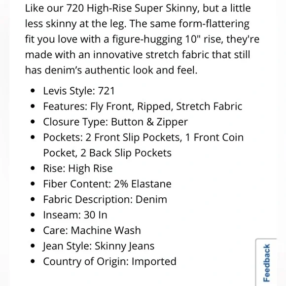 Levi’s 720 high rise distressed skinny jeans - Picture 10 of 11